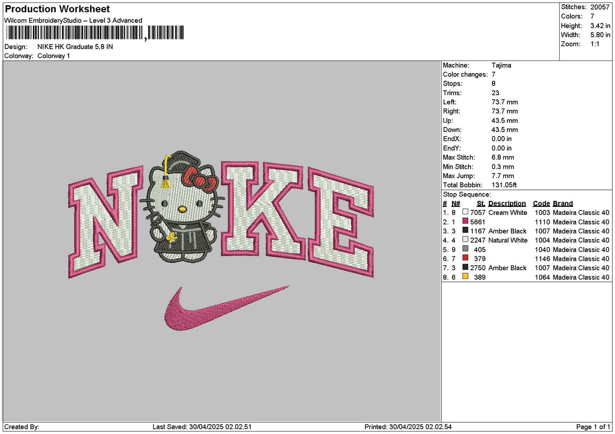 Nike Hk Graduate Embroidery File 6 sizes