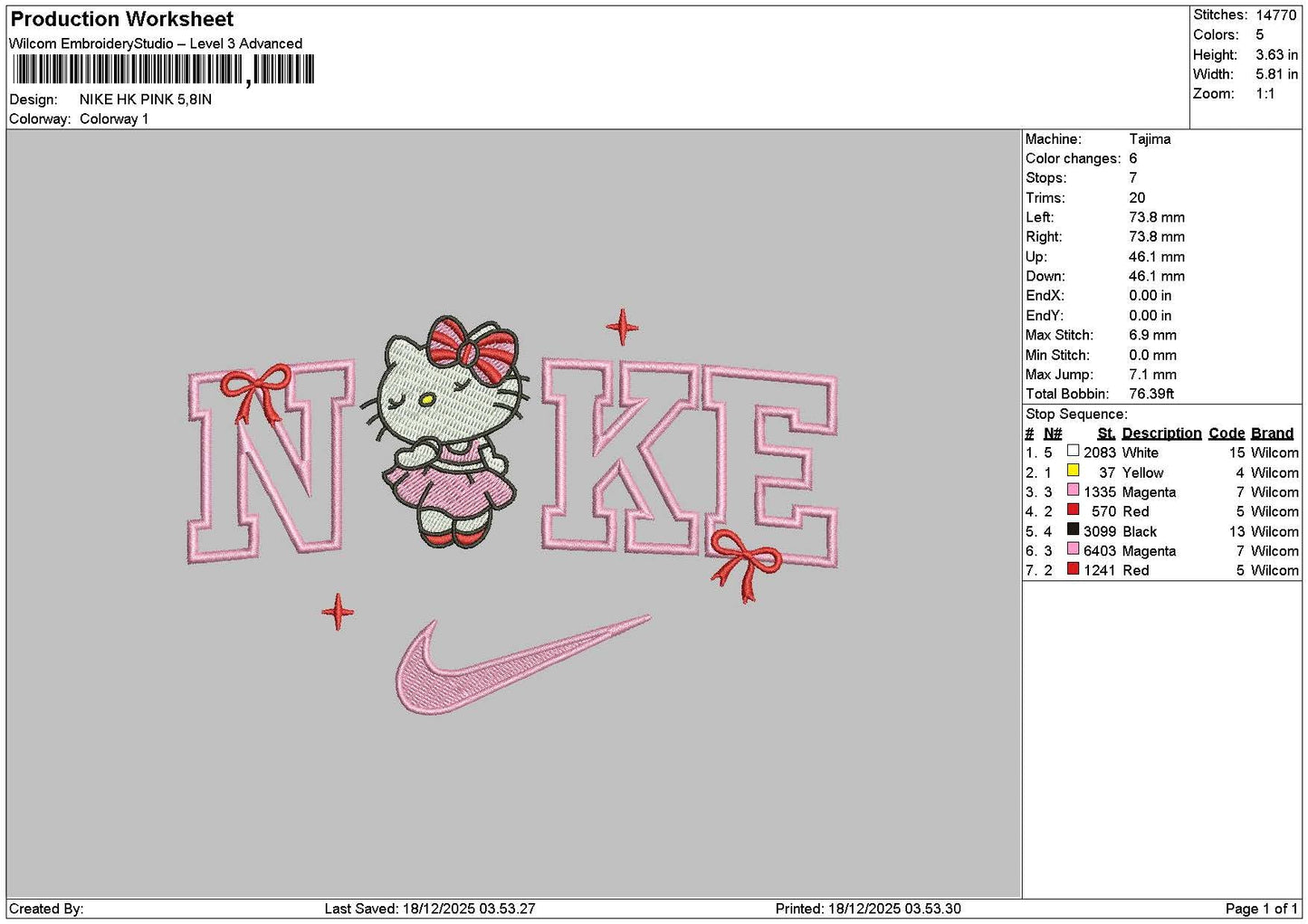 Nike Hk Pink 001 Embroidery File 6 sizes