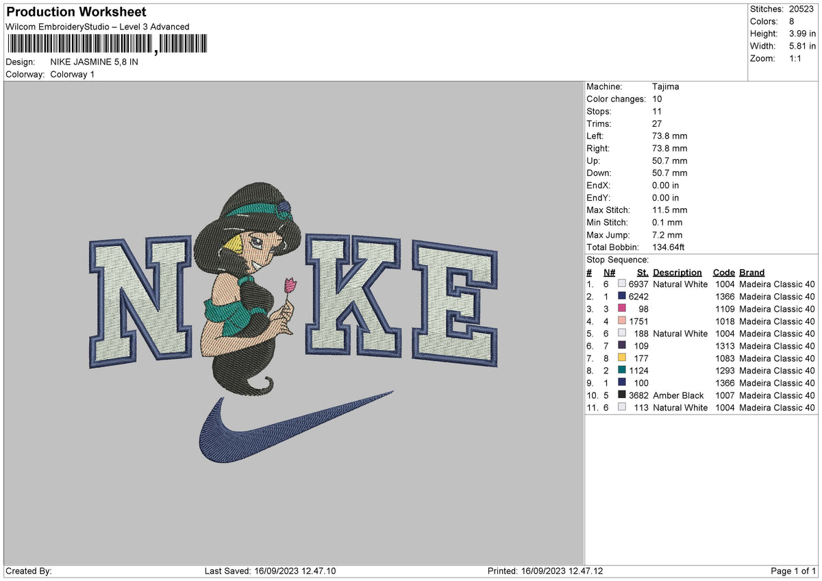 Nike Jasmine Embroidery File 6 sizes