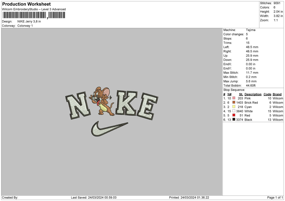 Nike Jerry 29525 Embroidery File 6 sizes
