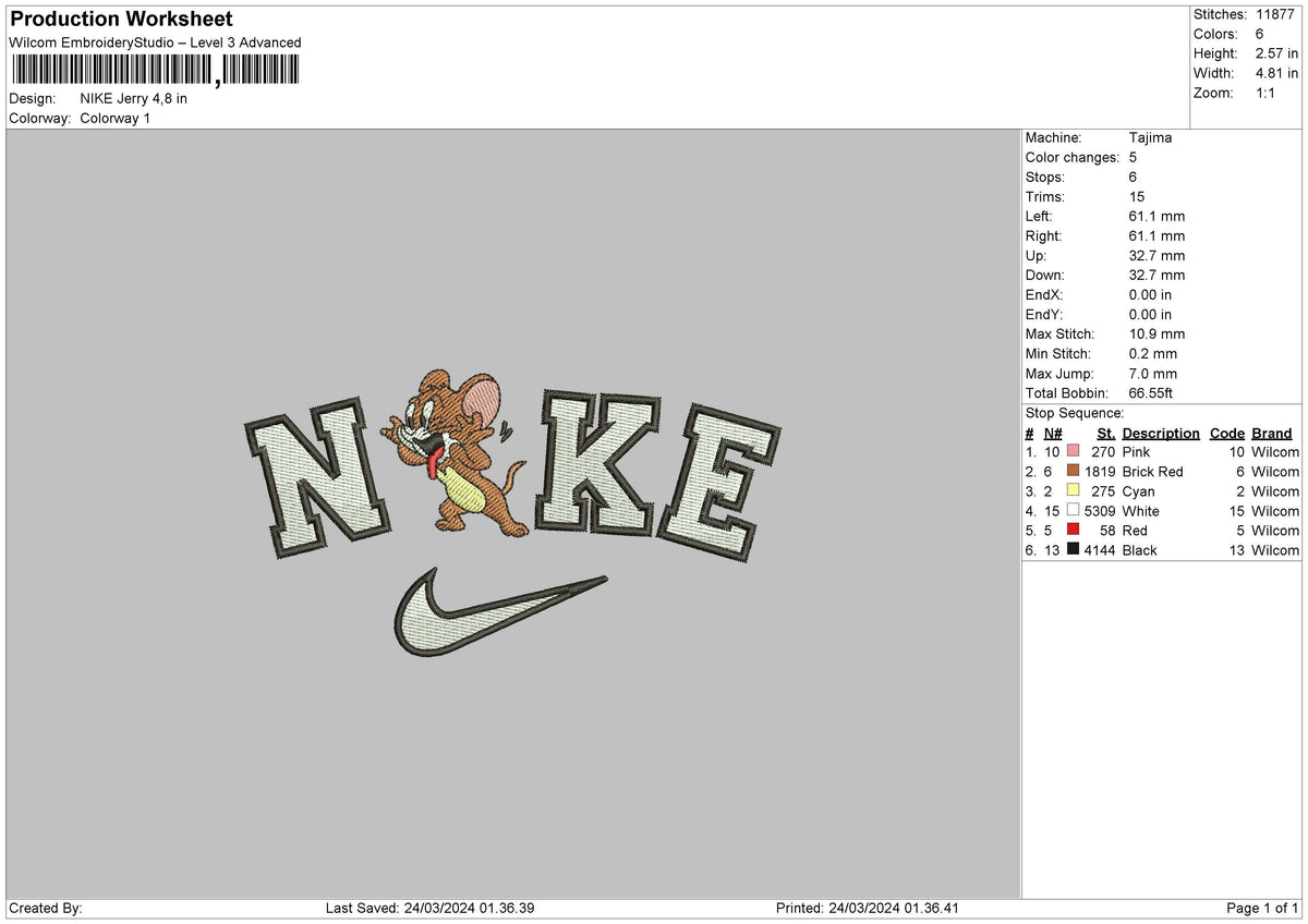 Nike Jerry 29525 Embroidery File 6 sizes