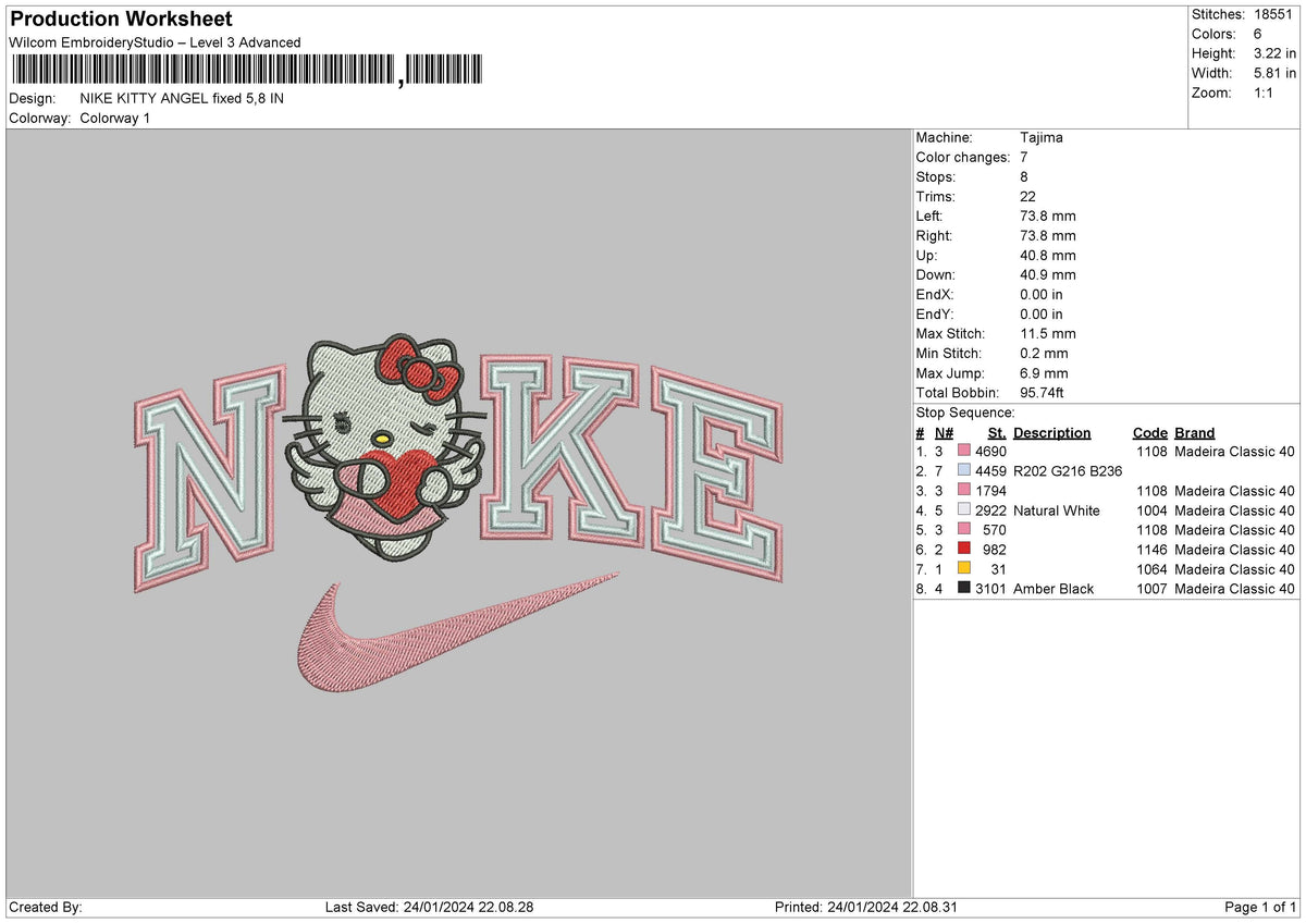 Nike Kitty Angel Embroidery File 6 sizes