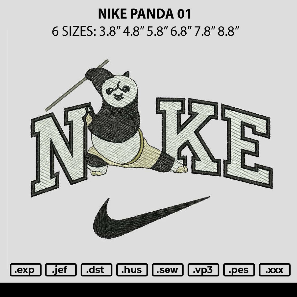 Nike Panda 01 Embroidery File 6 sizes