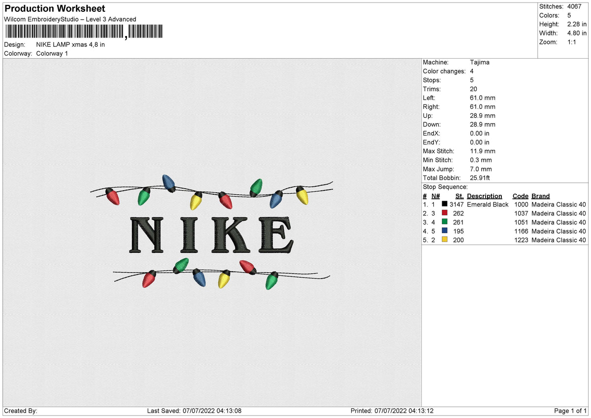 Nike Lamp Xmas Embroidery