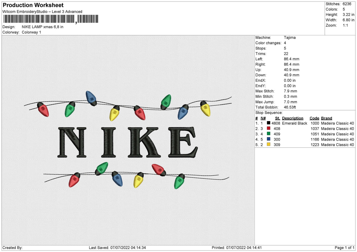Nike Lamp Xmas Embroidery