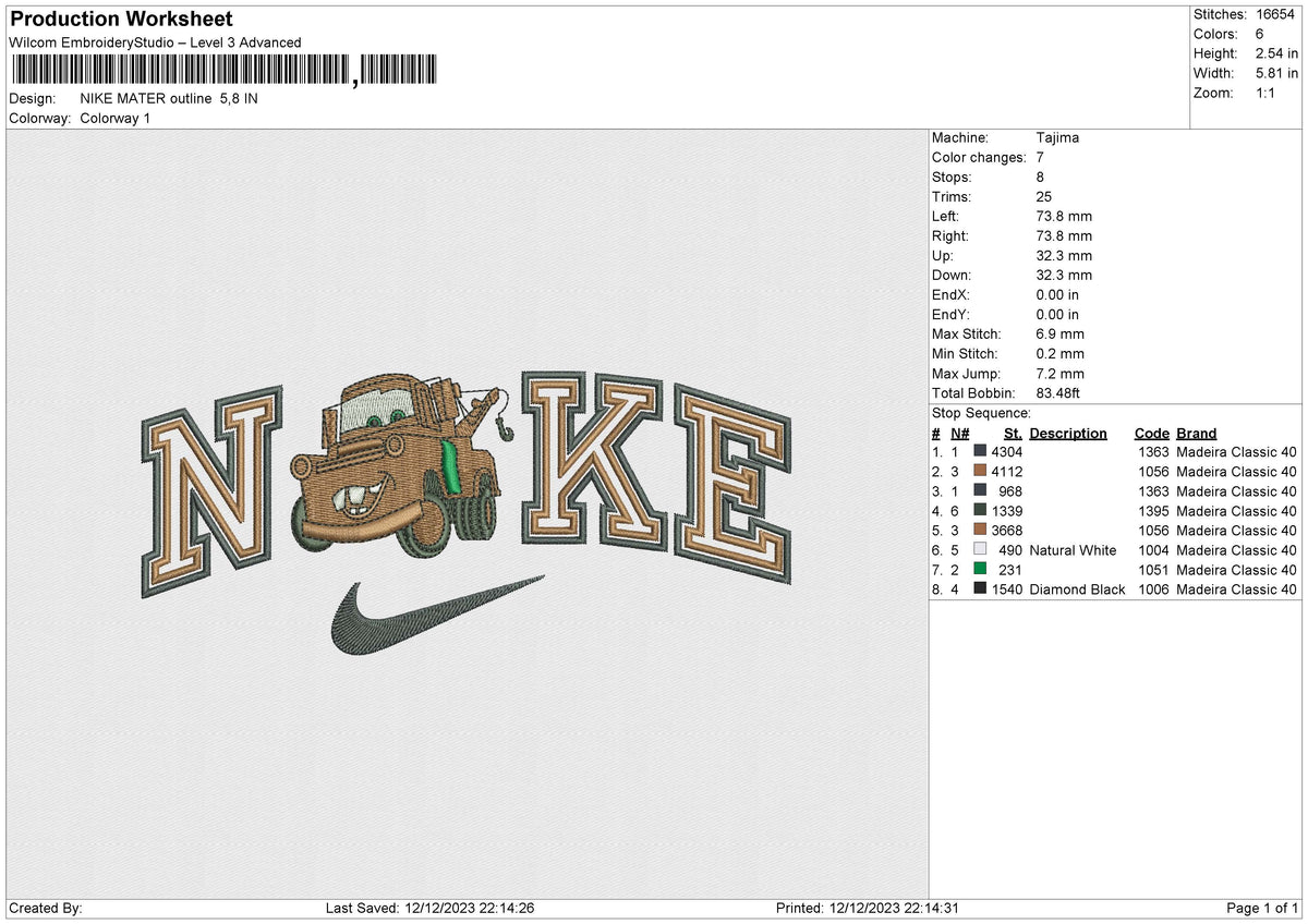 NIKE MATER Outline mbroidery File 6 size