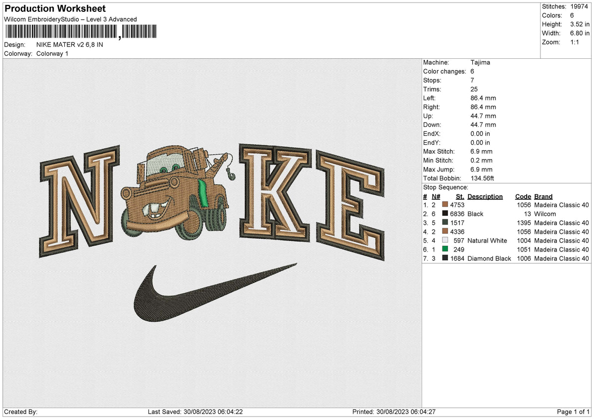 NIKE MATER v2 Embroidery File 6 size
