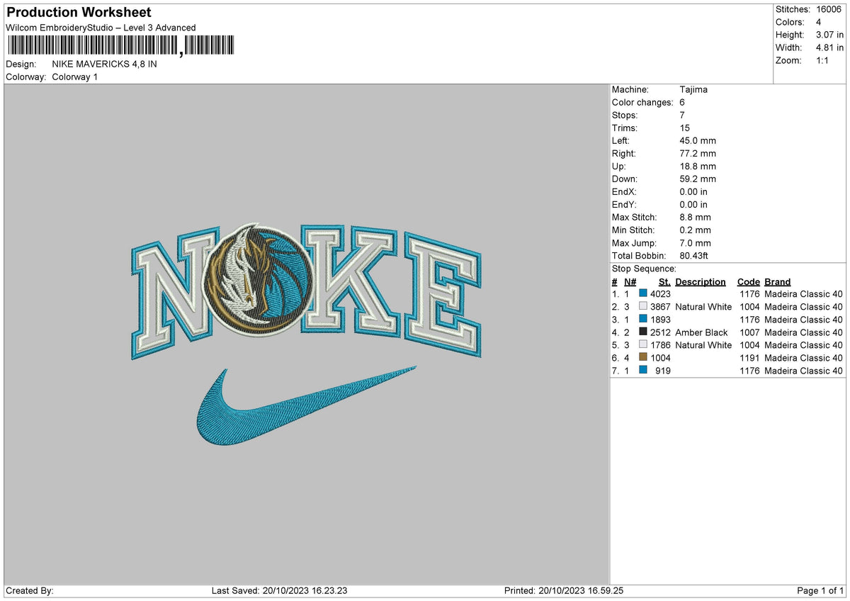 Nike Maverick Embroidery File 6 sizes