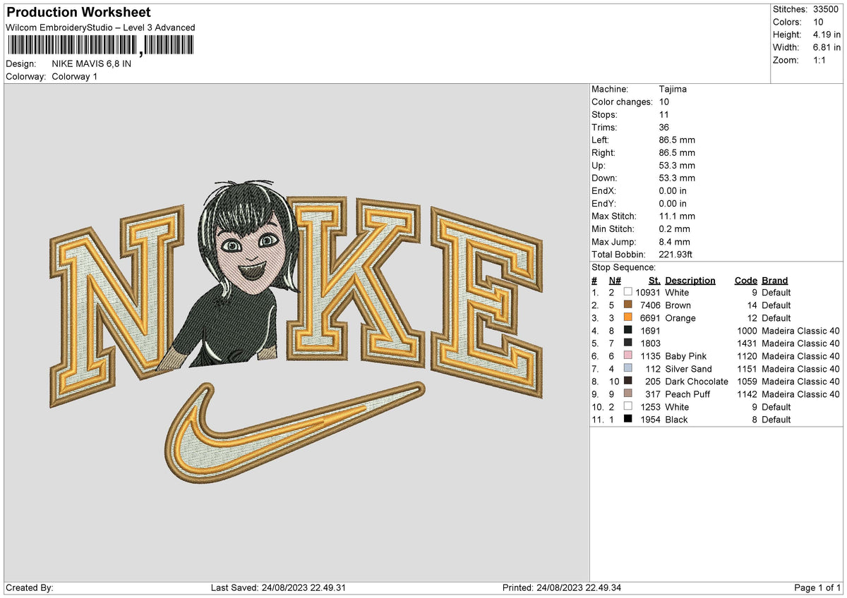Nike Mavis Embroidery File 6 sizes