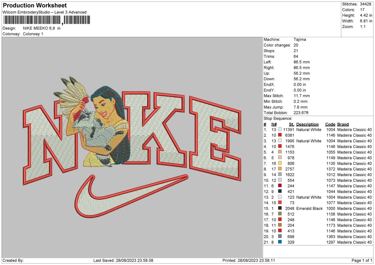 Nike Meeko Embroidery File 6 sizes