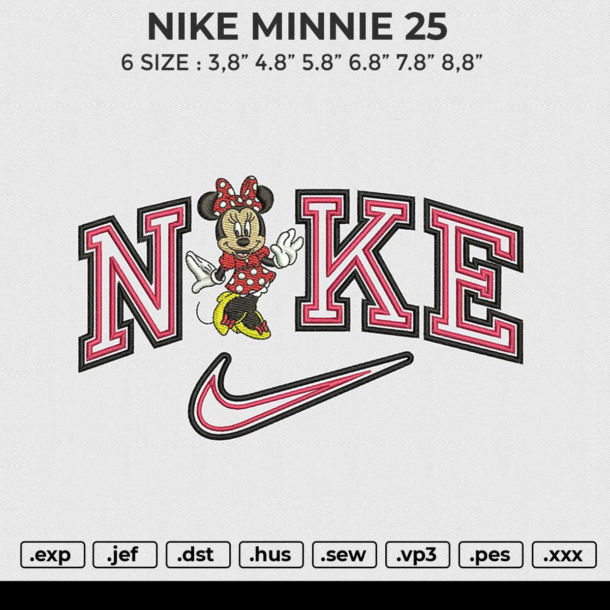 NIKE MICKEY 25 Embroidery File 6 size