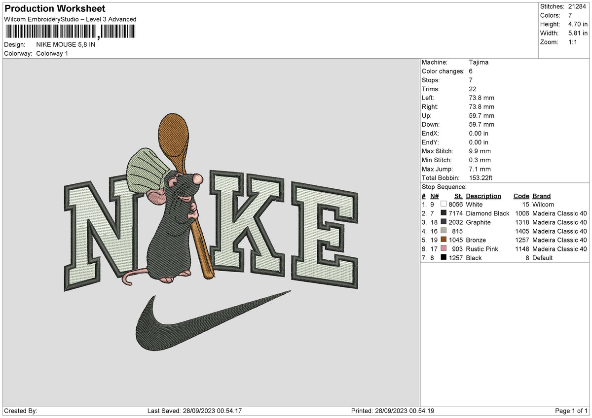 Nike Mouse Embroidery File 6 sizes