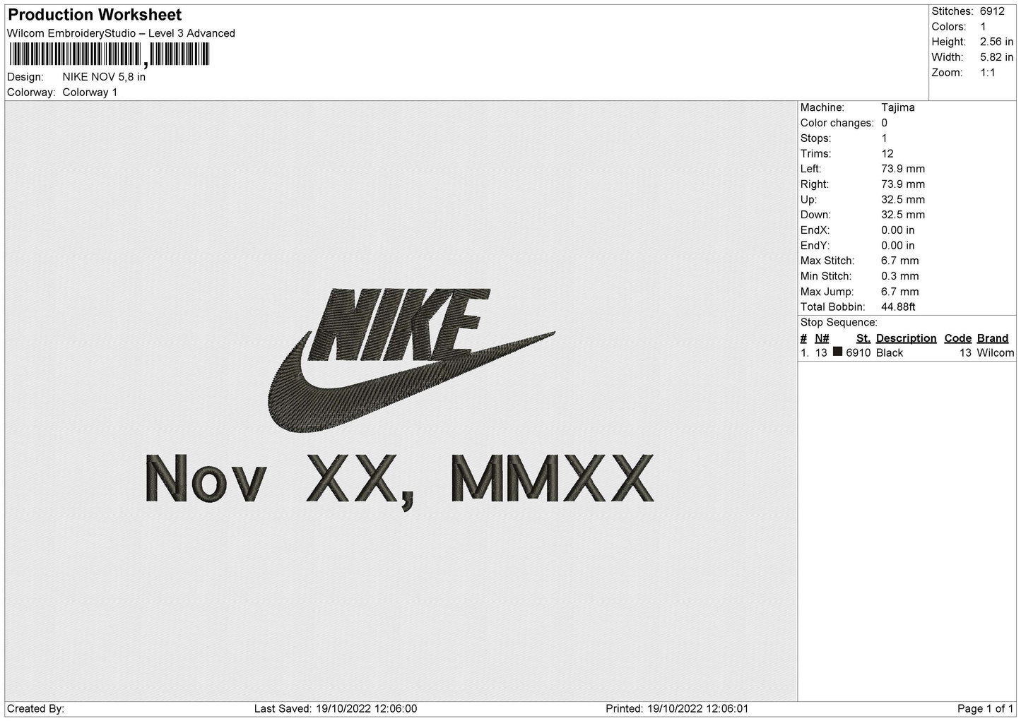NIKE NOV Embroidery