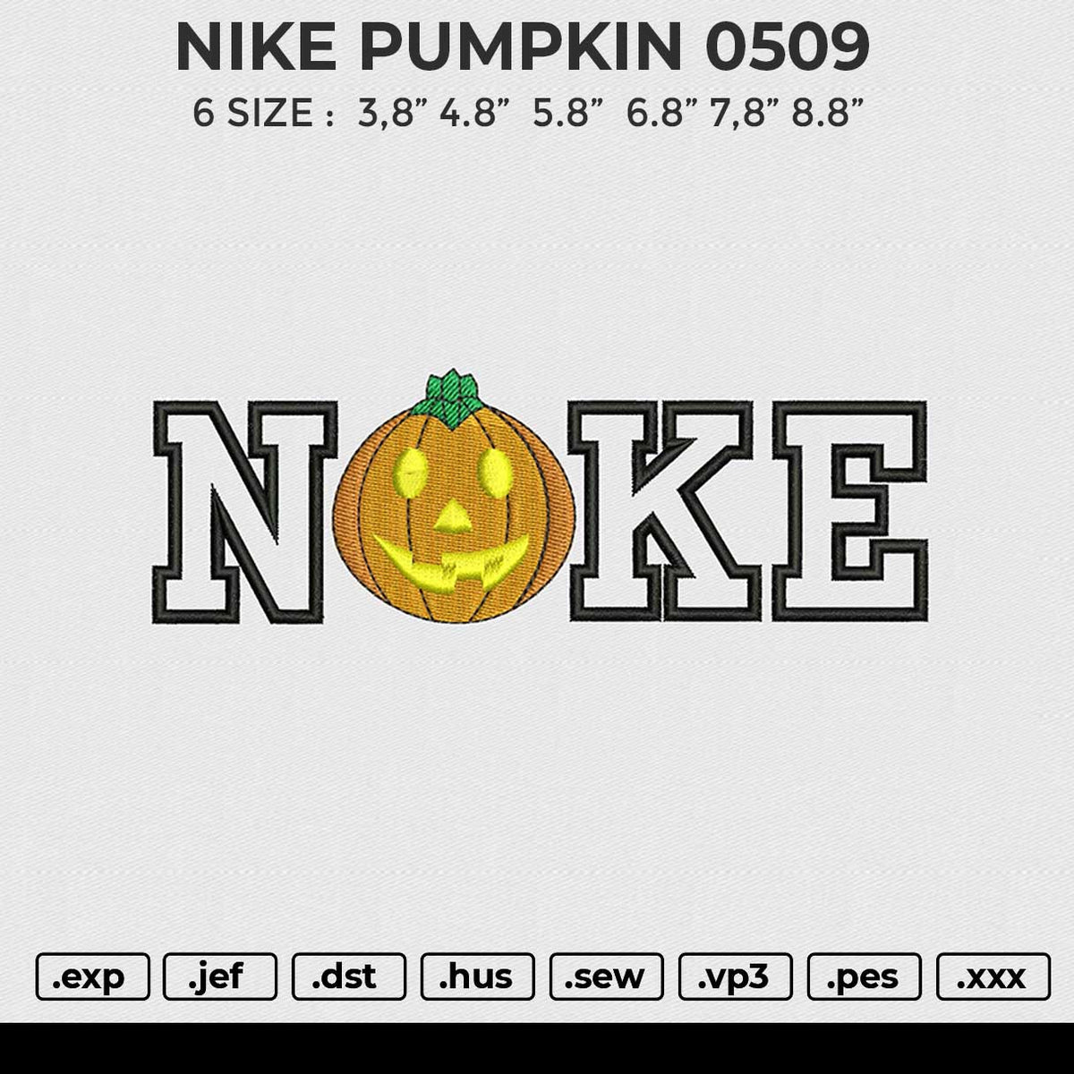 NIKE PUMPKIN 0509 Embroidery File 6 size