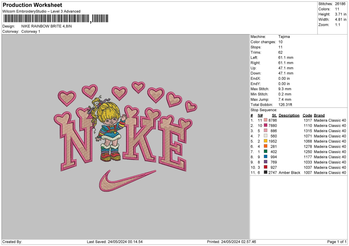 Nike Girl2405 Embroidery File 6 sizes