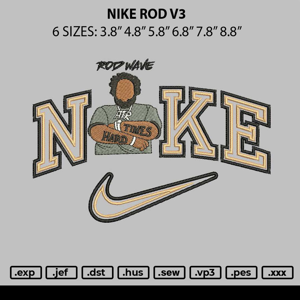 Nike Rod V3 Embroidery File 6 sizes