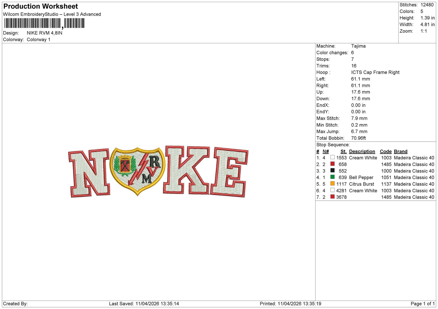NIKE RVM Embroidery File 6 sizes