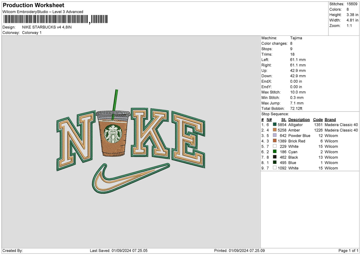 Nike Starbucks V4 Embroidery File 6 sizes
