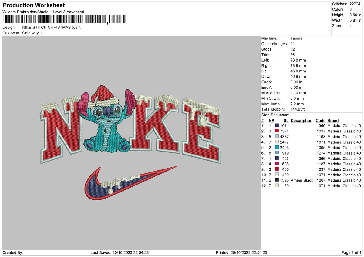 Nike Stitch Xmas 23 Embroidery File 6 sizes