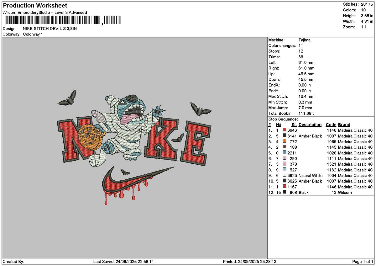Nike Stitch Blood 02 Embroidery File 6 sizes