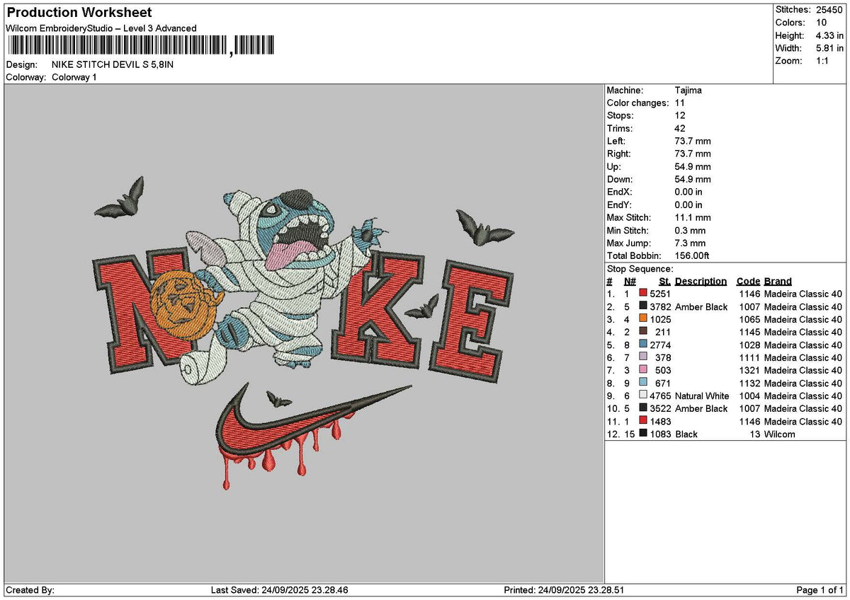 Nike Stitch Blood 02 Embroidery File 6 sizes