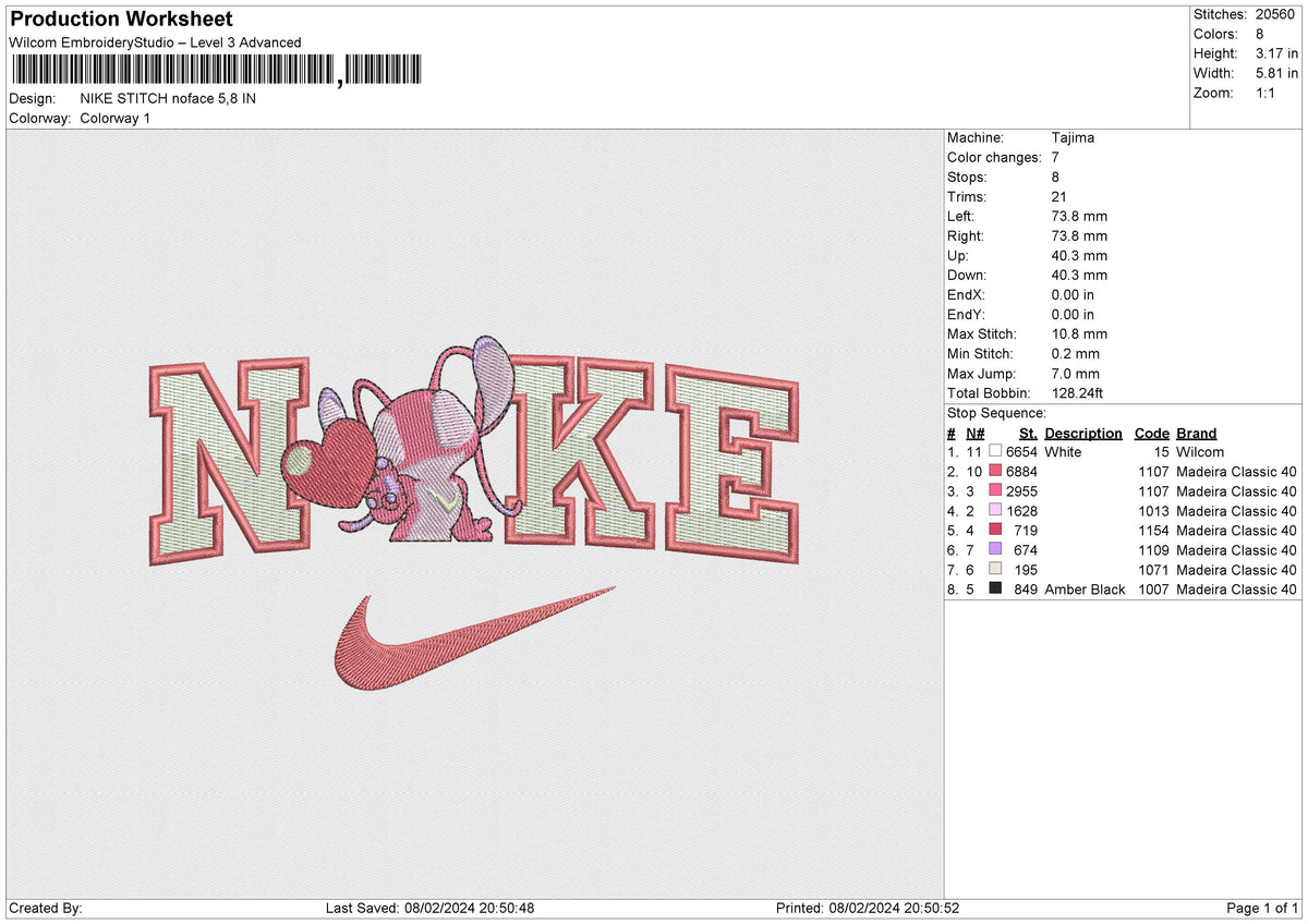 NIKE STITCH noface Embroidery File 6 size