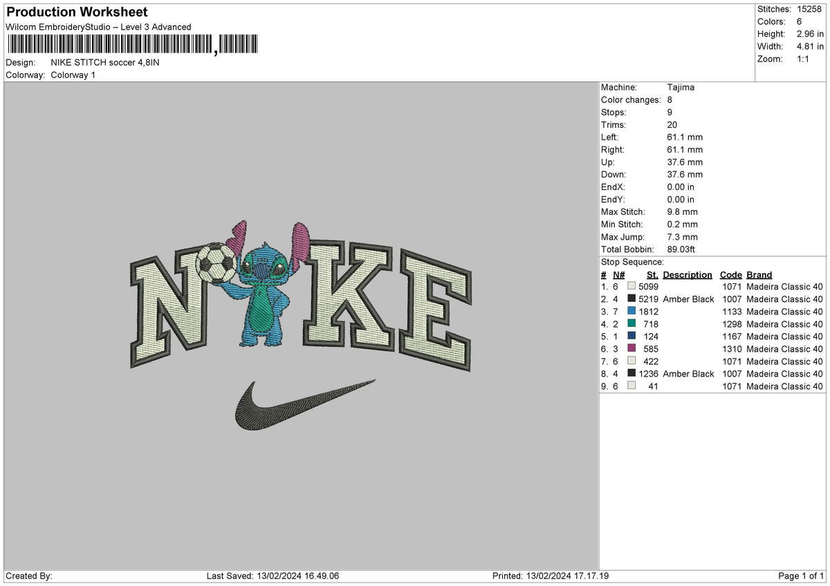 Nike Stitch Soccer Embroidery File 6 sizes