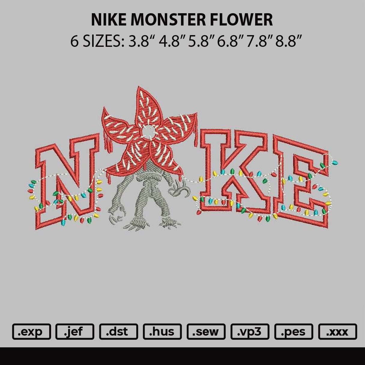 Nike Monster Flower Embroidery File 6 sizes