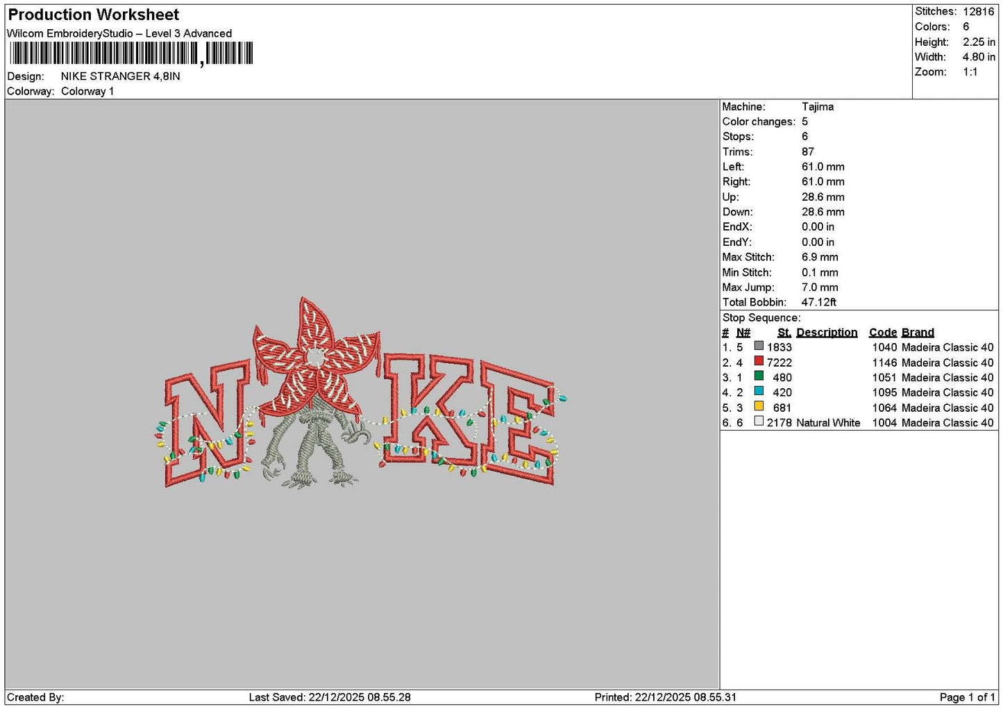 Nike Monster Flower Embroidery File 6 sizes