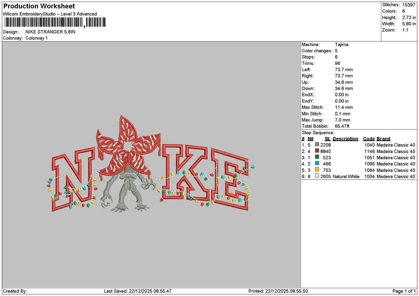 Nike Monster Flower Embroidery File 6 sizes