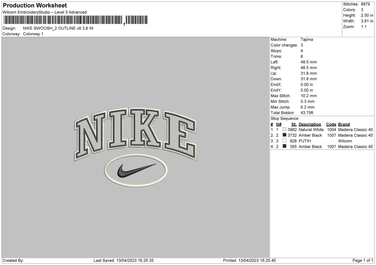 Nike Swoosh Ovaline Embroidery