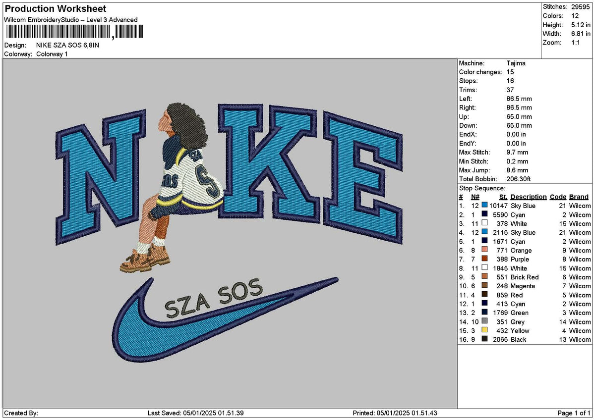 Nike Sza 02 Embroidery File 6 sizes
