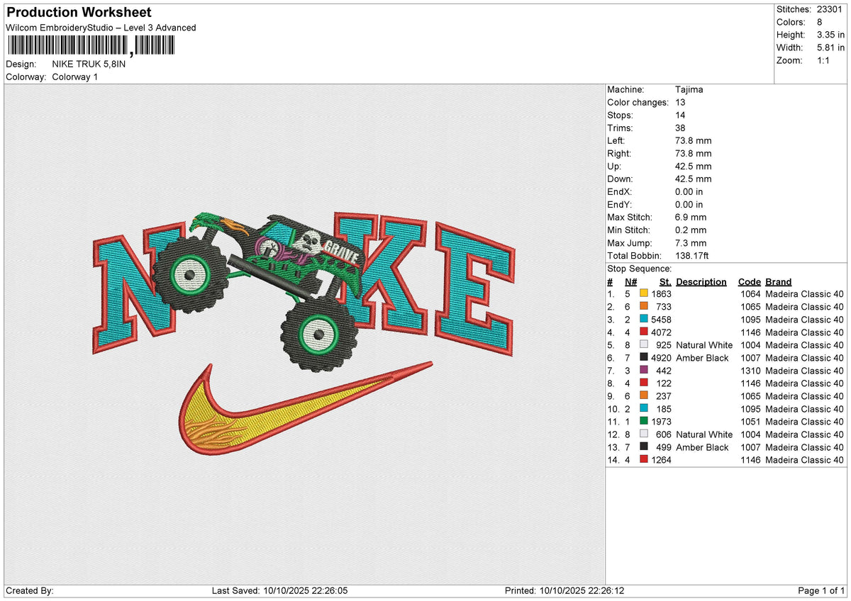 NIKE TRUK Embroidery File 4 size