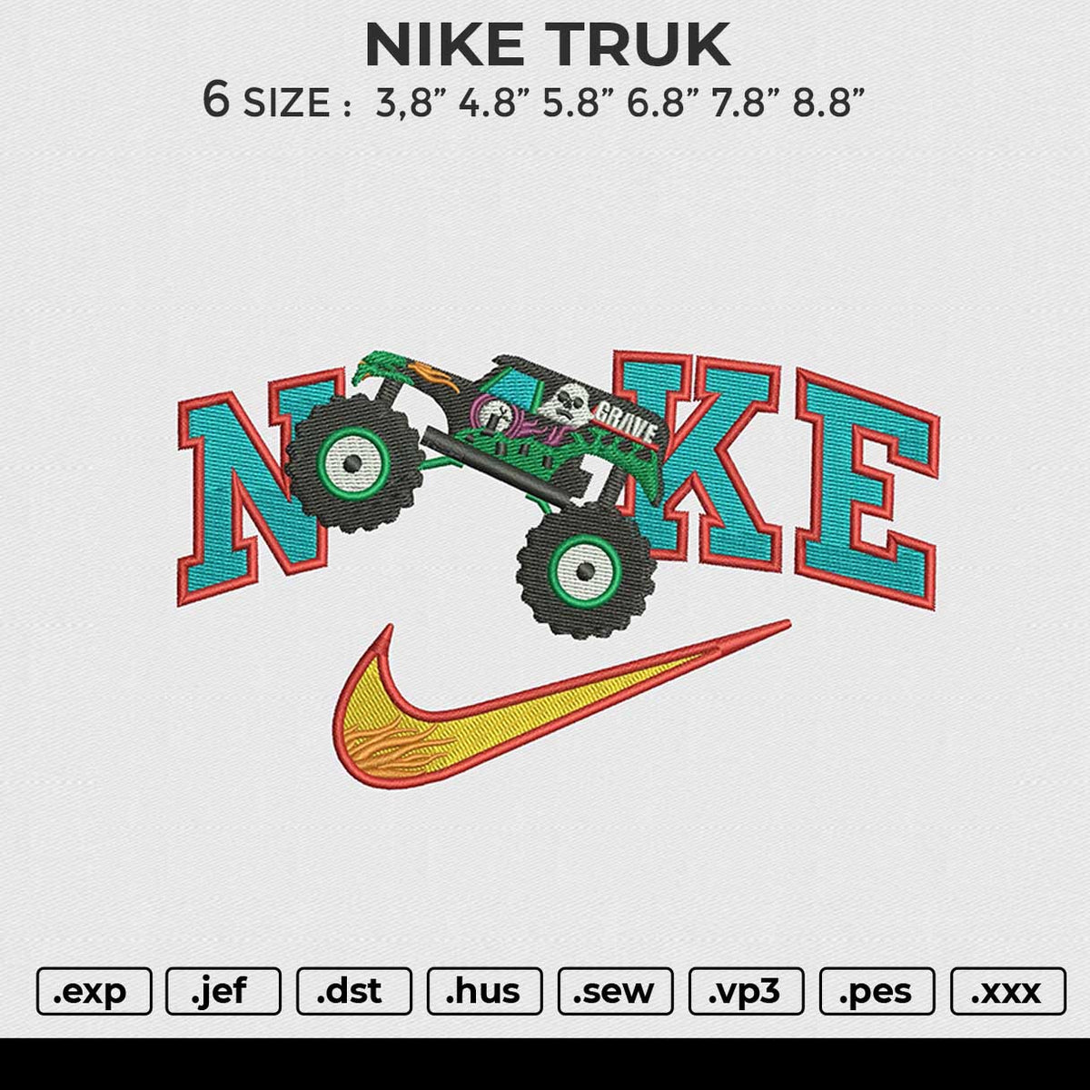 NIKE TRUK Embroidery File 4 size