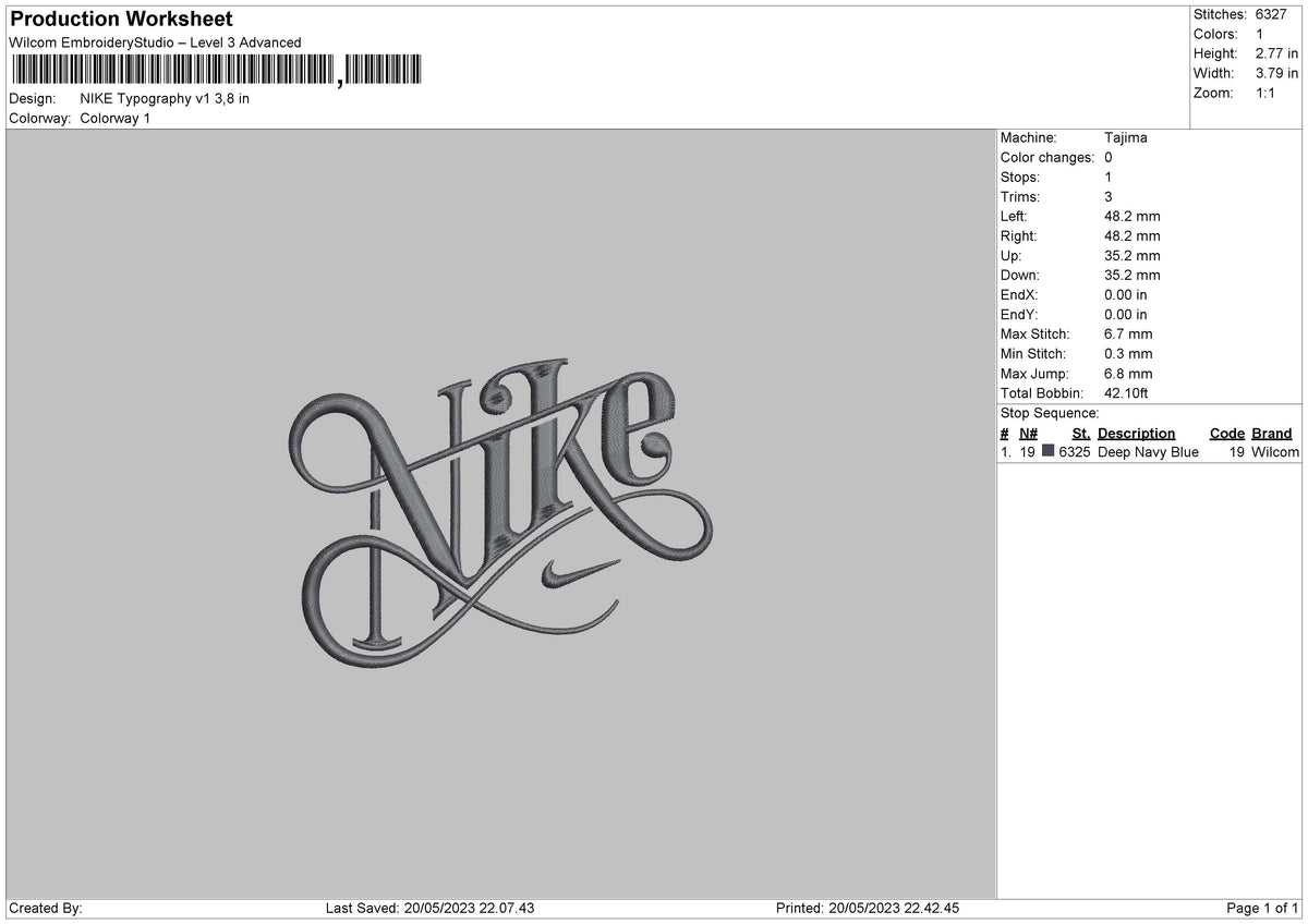 Nike Typography Embroidery File 6 sizes