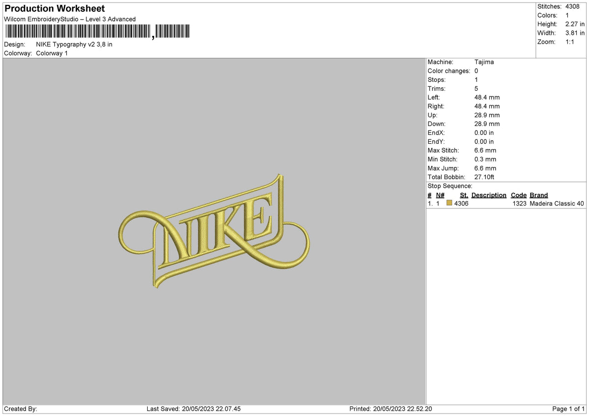Nike Typography V2 Embroidery File 6 sizes