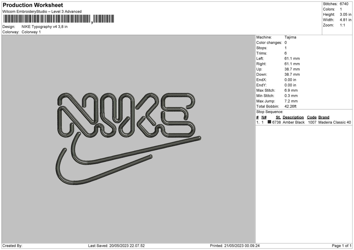 Nike Typography V4 Embroidery File 6 sizes