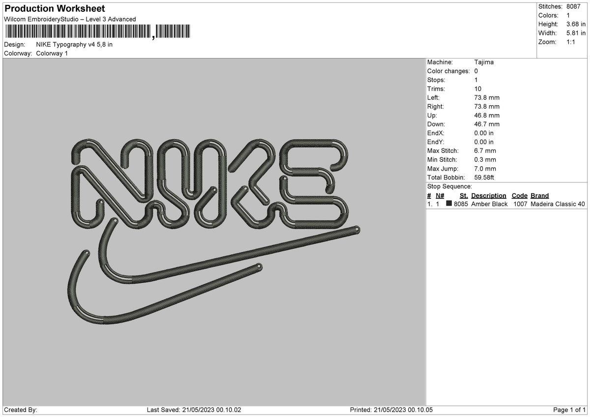 Nike Typography V4 Embroidery File 6 sizes