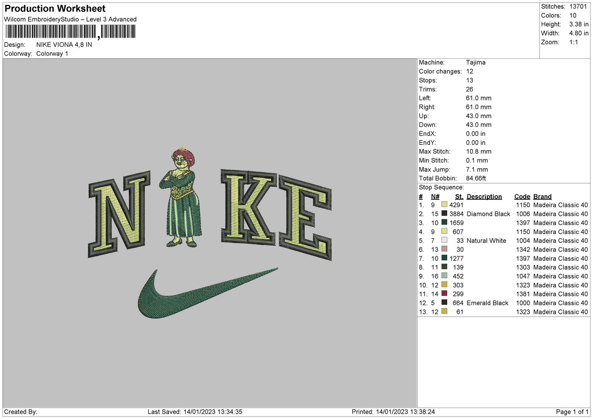 Nike Viona Embroidery File 6 sizes