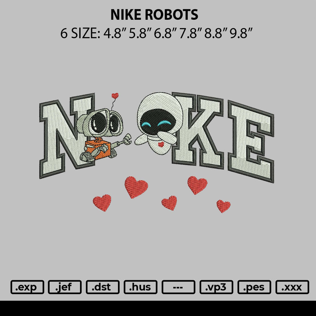 Nike Robots Embroidery File 6 sizes