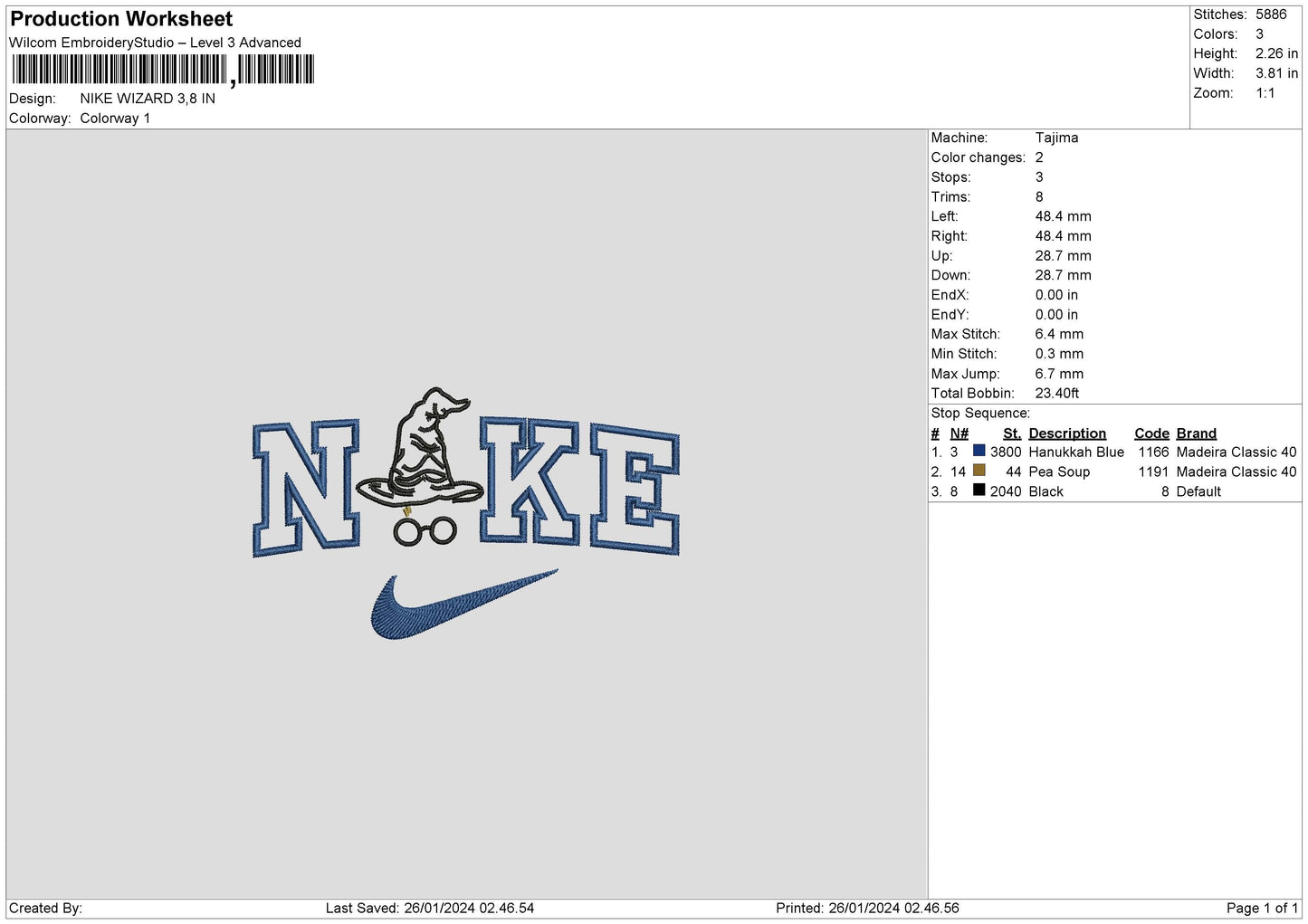 Nike Wizard Embroidery File 6 sizes