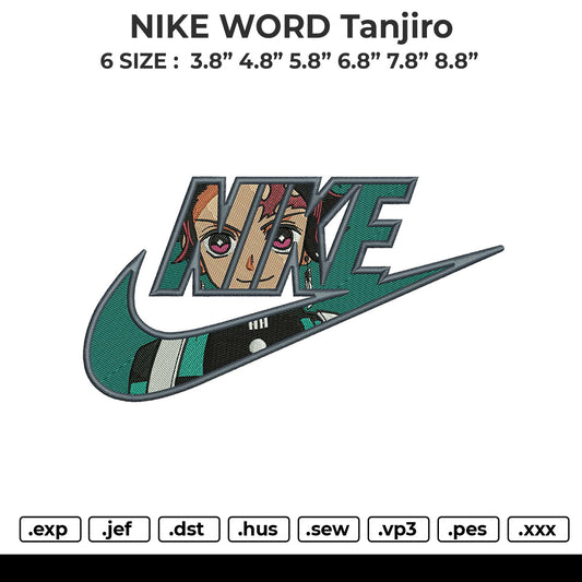 NIKE WORD Tanjiro Embroidery File 6 size