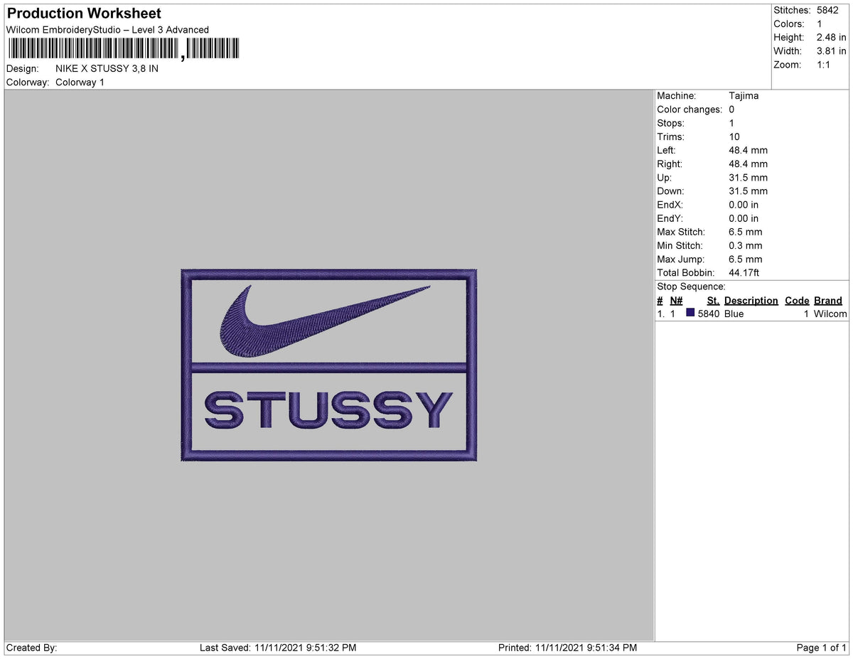 Nike X Stussy Embroidery