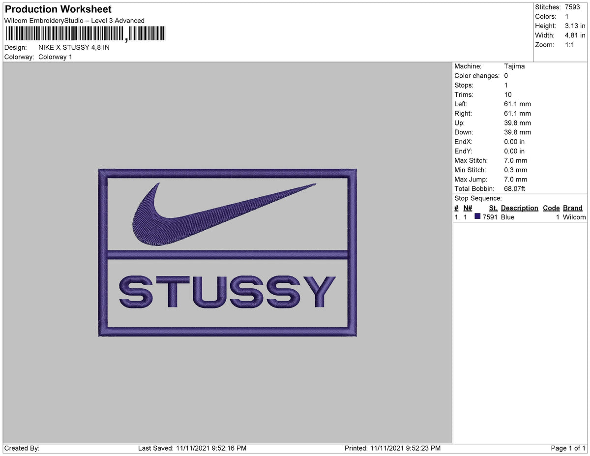 Nike X Stussy Embroidery