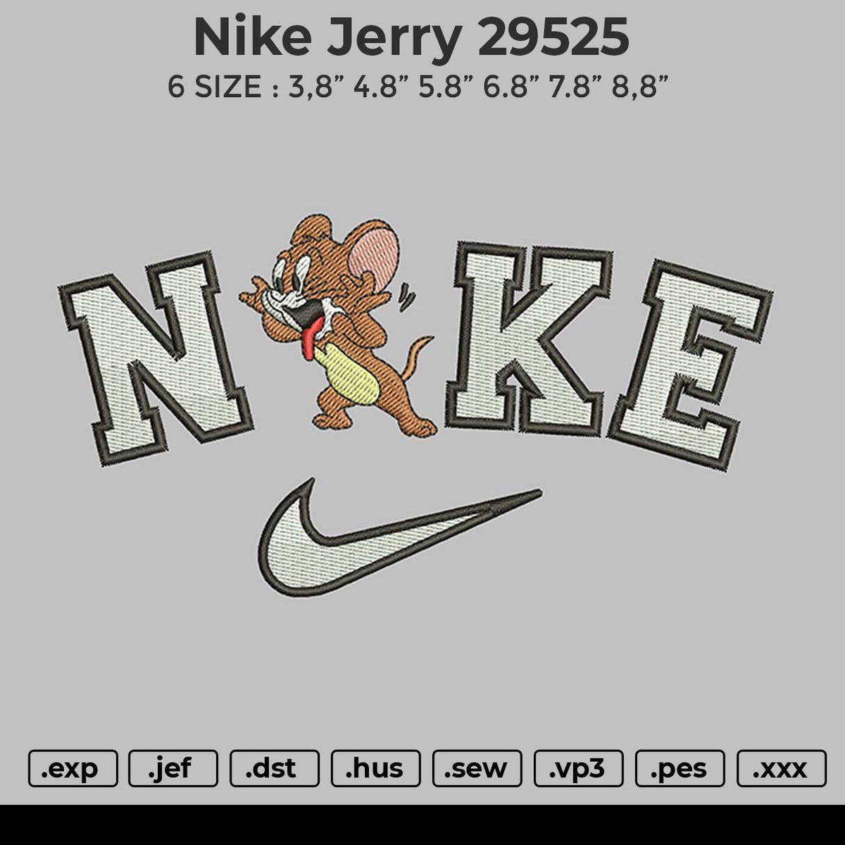 Nike Jerry 29525 Embroidery File 6 sizes