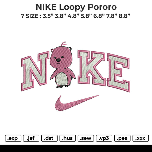 NIKE loopy pororo Embroidery File 6 sizes