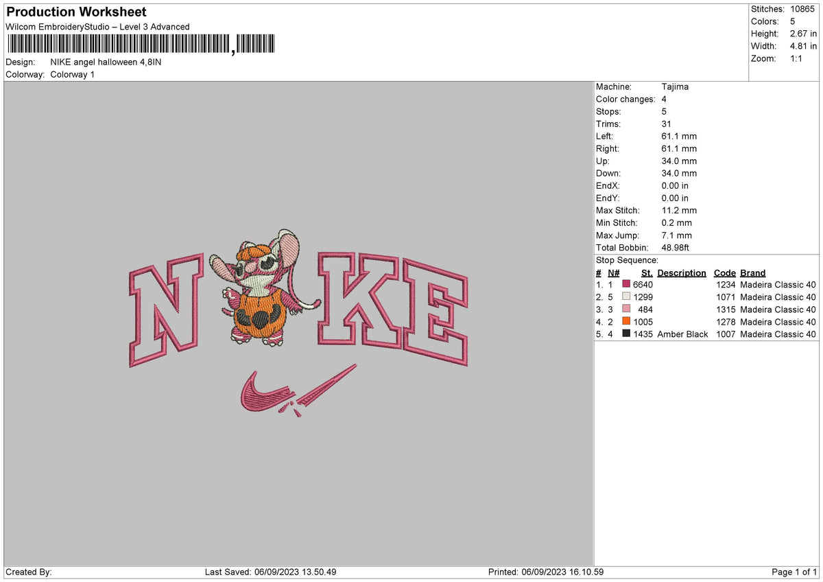 Nike Angel Spooky Embroidery File 6 sizes