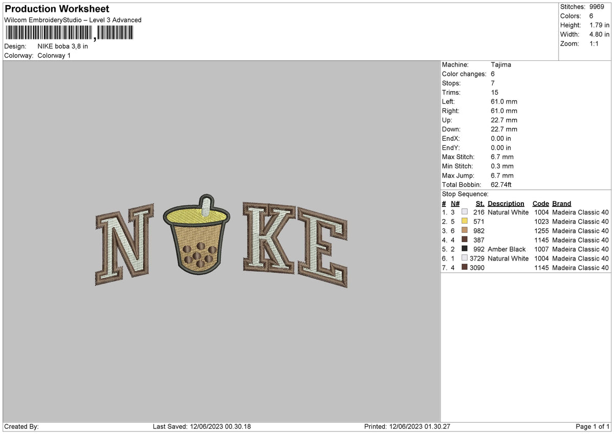 Nike Boba Embroidery File 6 sizes