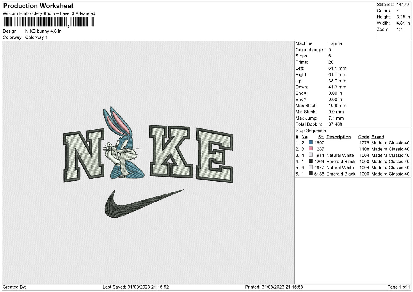 Nike Bunny Embroidery