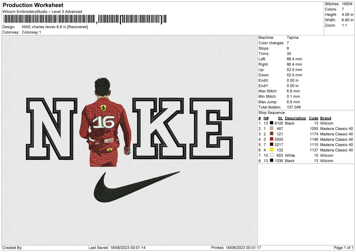NIKE charles lecrec Embroidery File 6 size